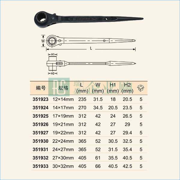 everpower艾威博尔尖尾棘轮扳手3519231214mm1把